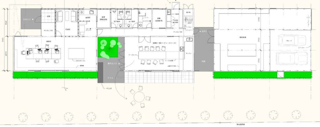 社屋設計提案 平面図(3ボリューム構成)