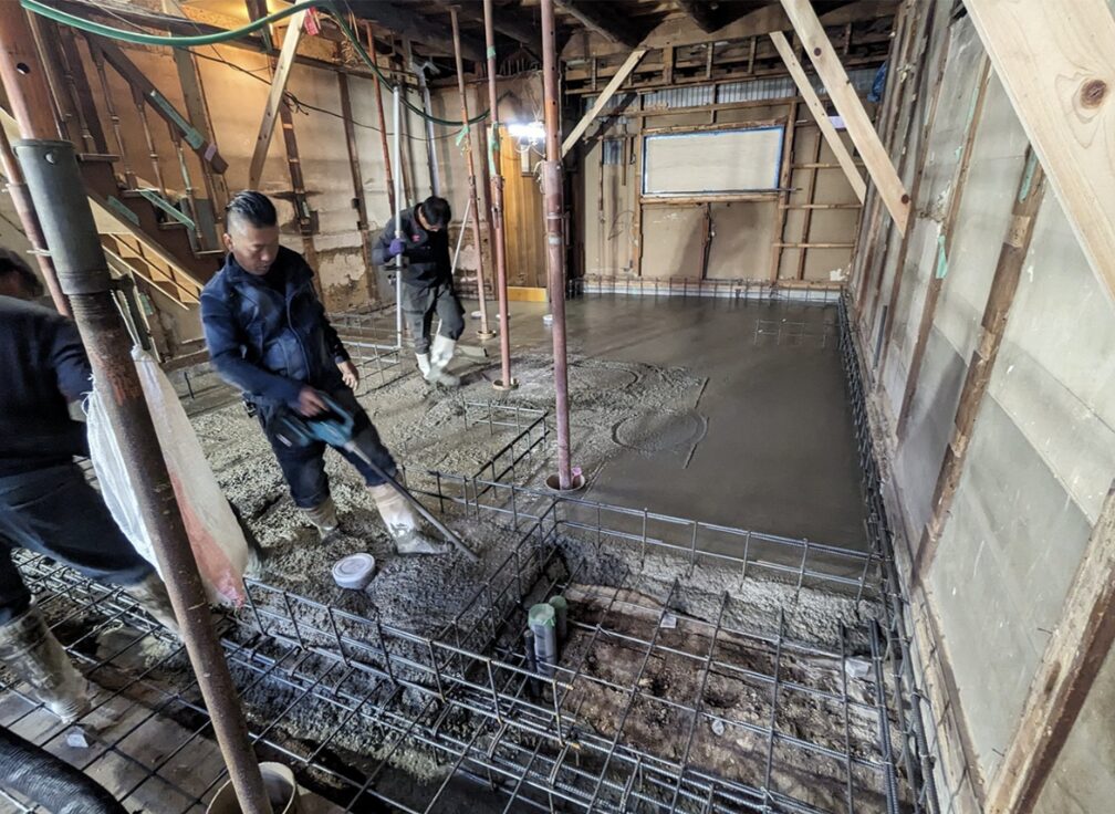 古民家改修　〜基礎スラブコンクリート打ち〜