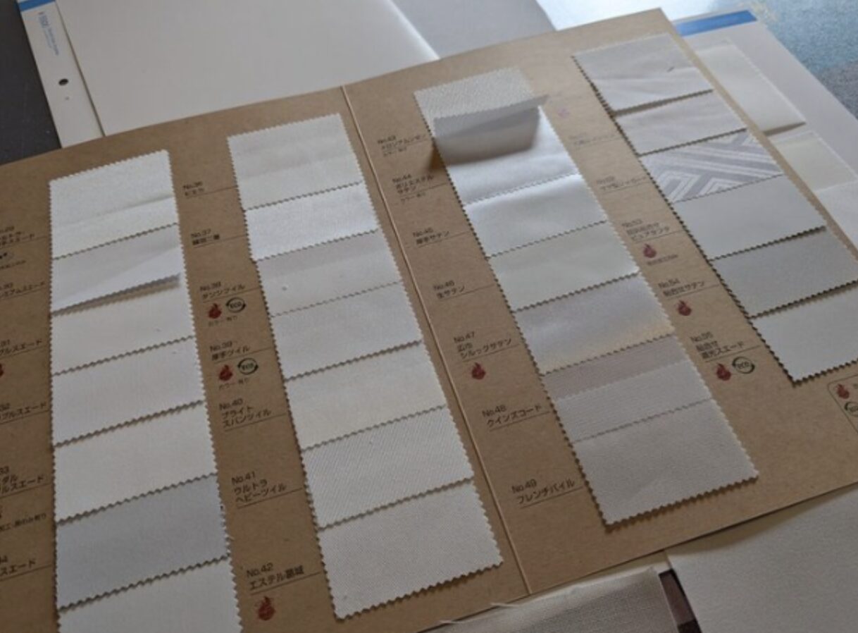 暖簾生地の打ち合わせ